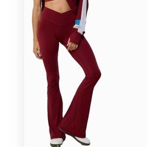 OFFLINE By Aerie Real Me High Waisted Crossover Flare deep Cherry Legging S